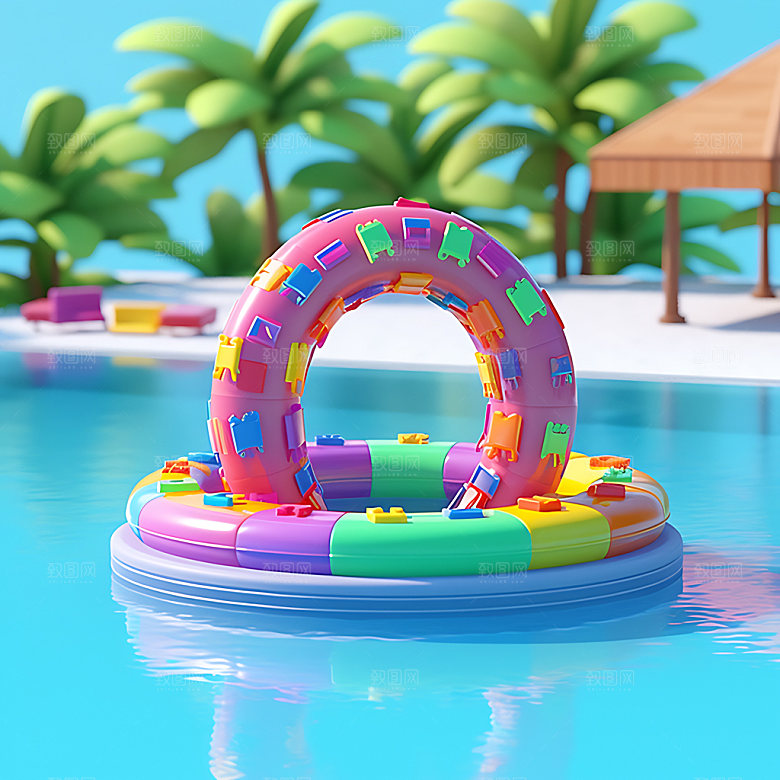 水上乐园立体度假插画