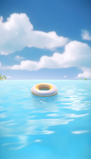 水上乐园3D海边插画