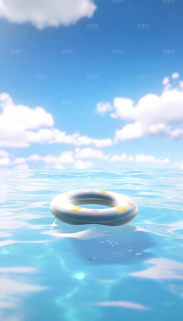水上乐园立体海边插画