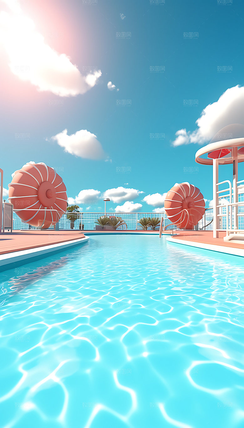 水上乐园立体休闲插画