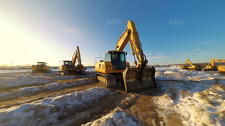 挖掘机工地建造效果图