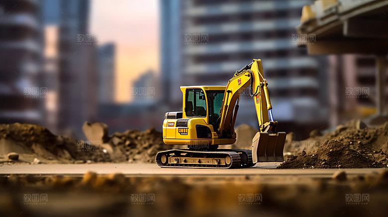 挖掘机工地建设效果图