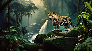 豹子哺乳动物自然摄影图