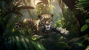 豹子美洲豹哺乳动物摄影图