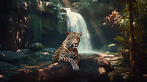 豹子野生动物花豹摄影图