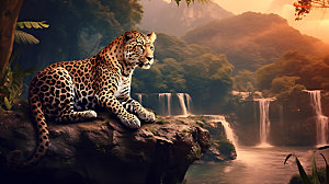 豹子猫科野生动物摄影图