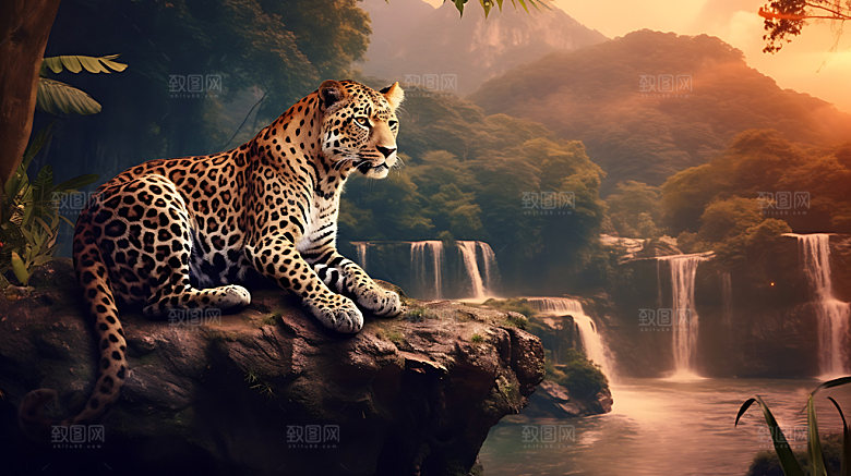 豹子猫科野生动物摄影图
