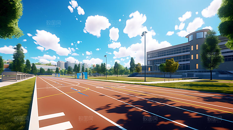 操场体育场跑道效果图