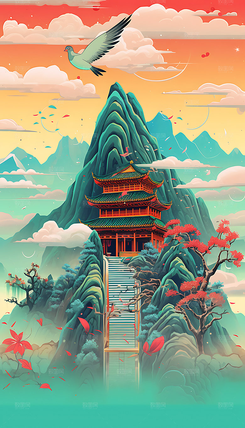 谷雨春天时雨插画