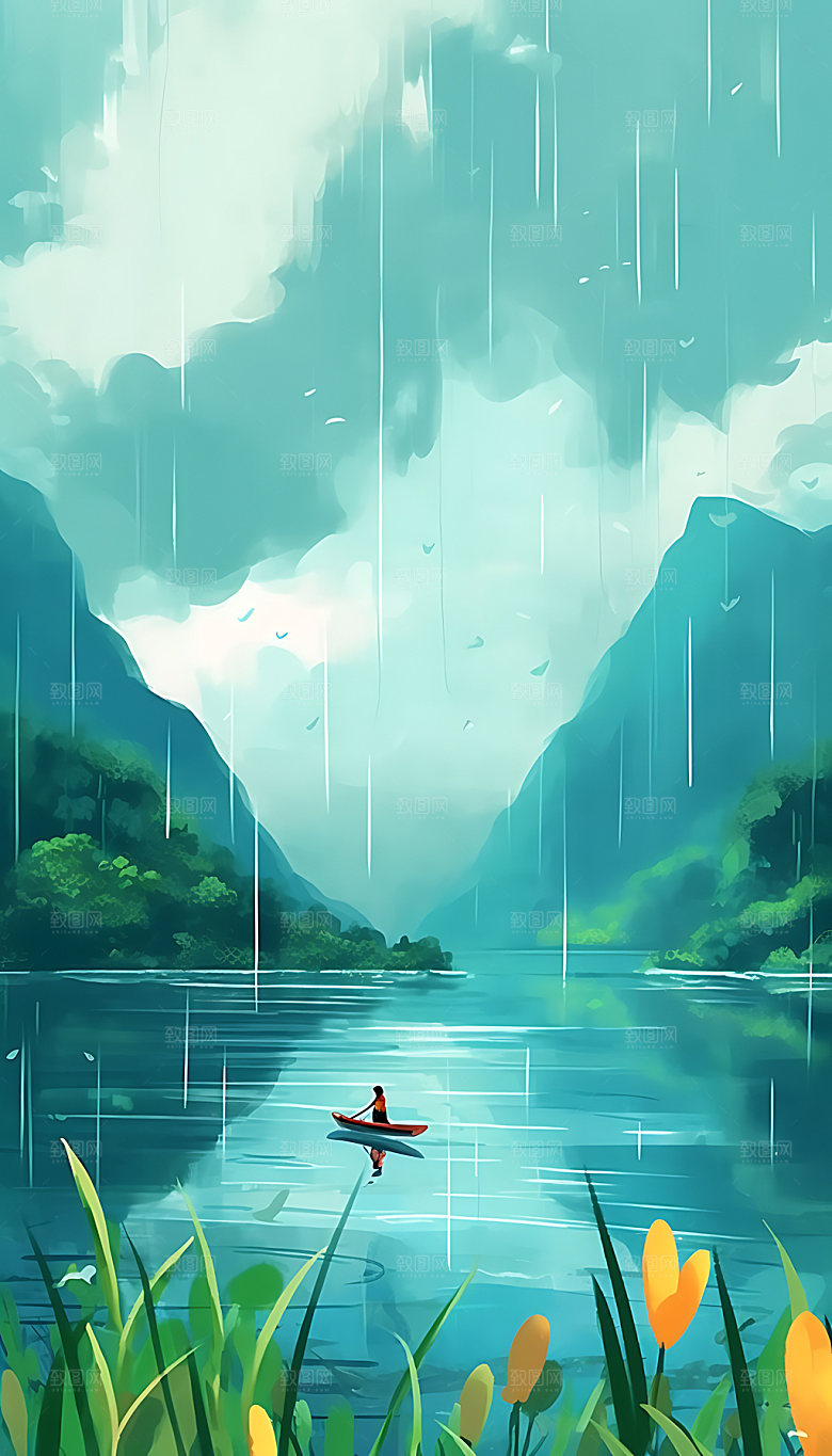 谷雨春天中国风插画