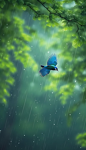谷雨自然时雨摄影图