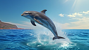 海豚蓝色自然摄影图