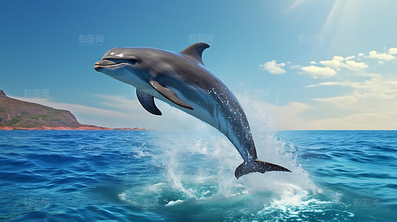 海豚蓝色自然摄影图