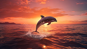 海豚特写环保摄影图