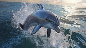 海豚海洋生物特写摄影图