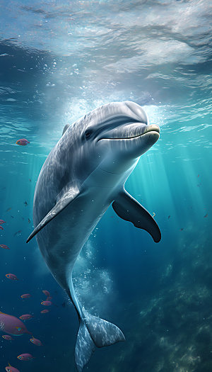 海豚自然蓝色摄影图