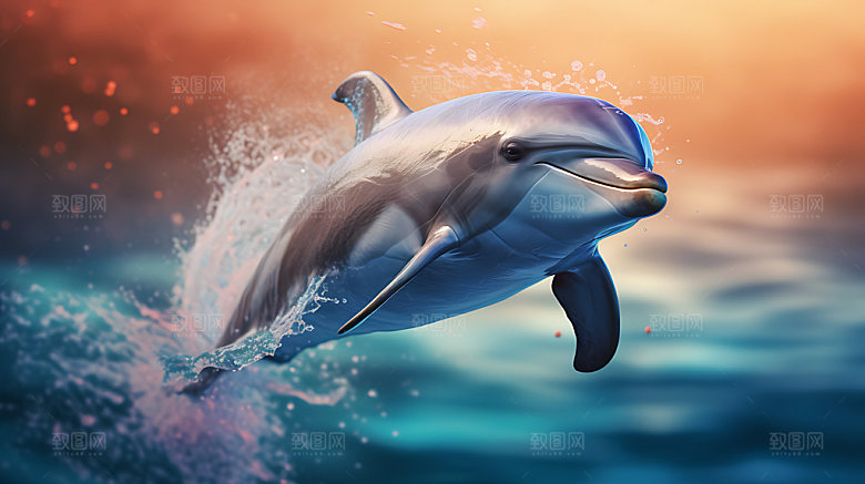 海豚自然环保摄影图