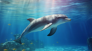 海豚环保海洋生物摄影图