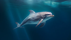 海豚蓝色海洋生物摄影图