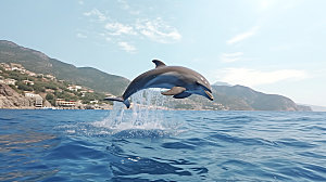 海豚特写海洋生物摄影图