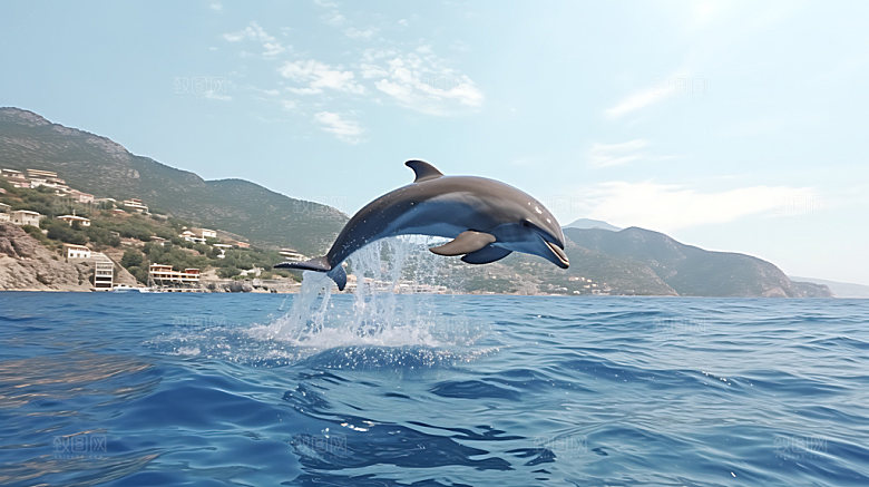 海豚特写海洋生物摄影图