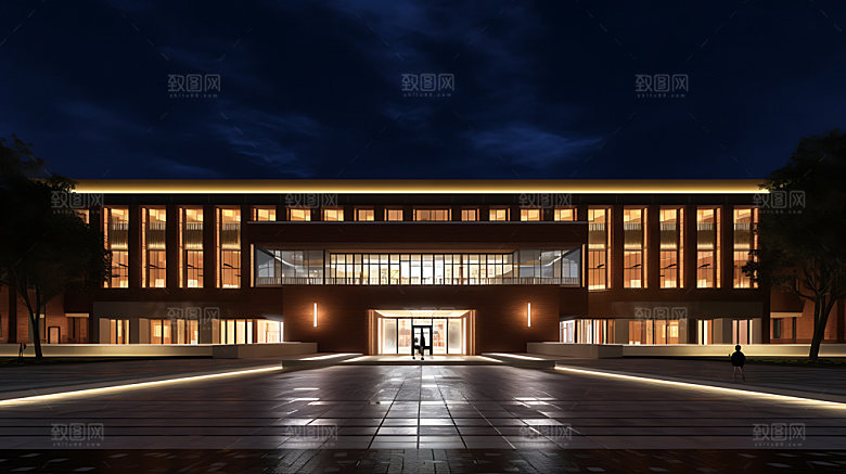 教学楼学府办公楼建筑效果图