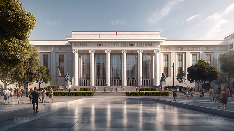 教学楼图书馆办公楼建筑效果图