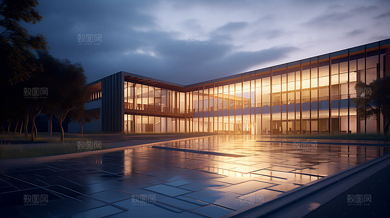 教学楼大气现代建筑效果图