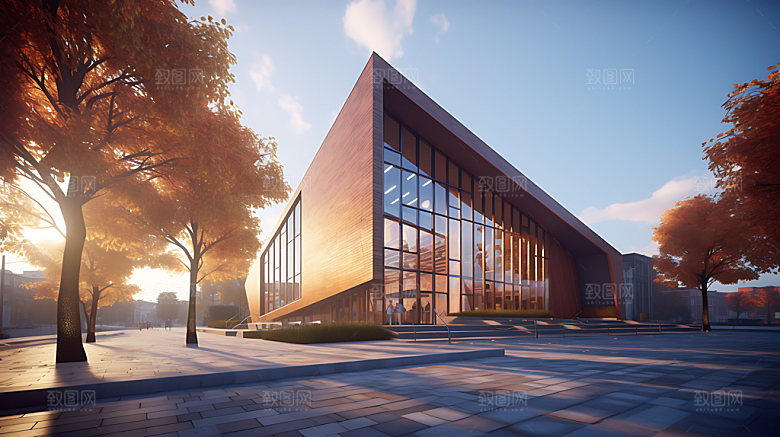 教学楼现代校园建筑效果图