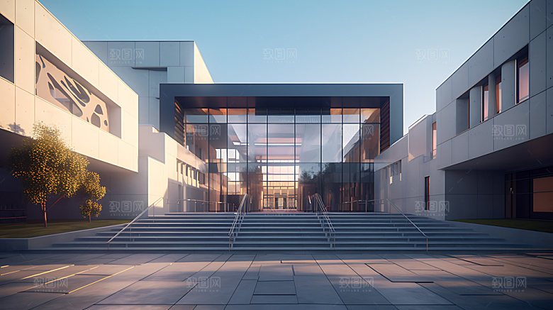 教学楼图书馆办公楼建筑效果图