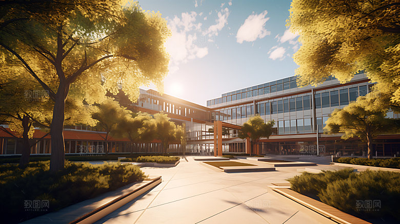 教学楼现代办公楼建筑效果图