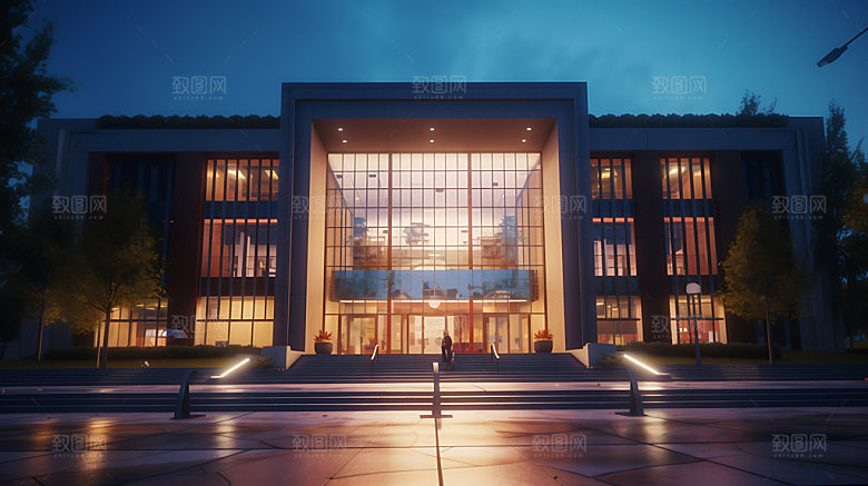 教学楼学院现代建筑效果图
