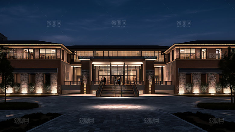 教学楼学府校园建筑效果图