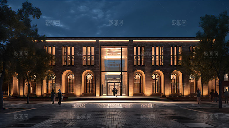 教学楼图书馆学院建筑效果图