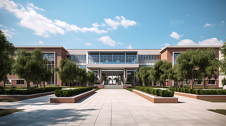 教学楼现代学院建筑效果图