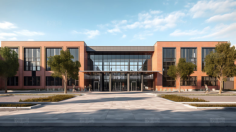 教学楼办公楼现代建筑效果图