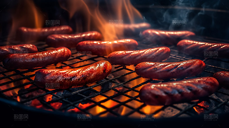 烤肠夏日夏季摄影图