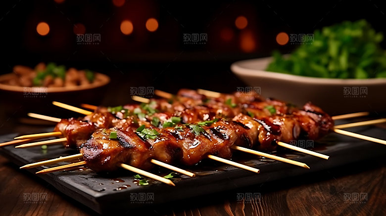 烤肠美食夏季摄影图