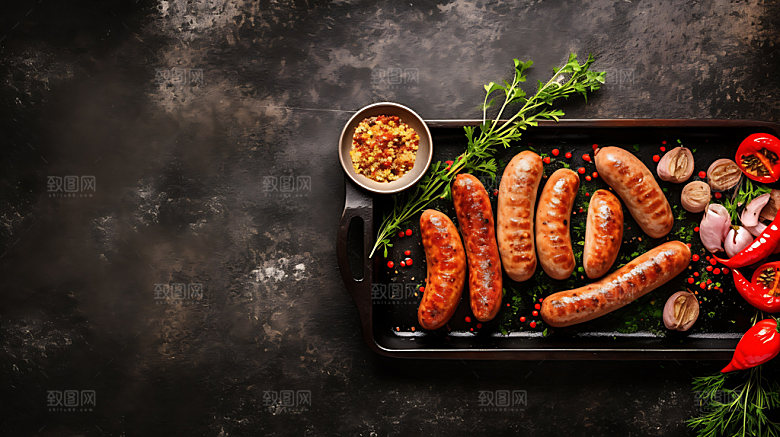 烤肠美食特写摄影图