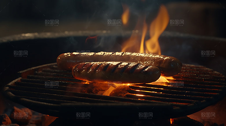 烤肠夏季美食摄影图