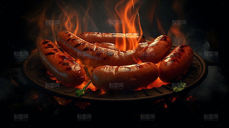 烤肠烧烤夏季摄影图