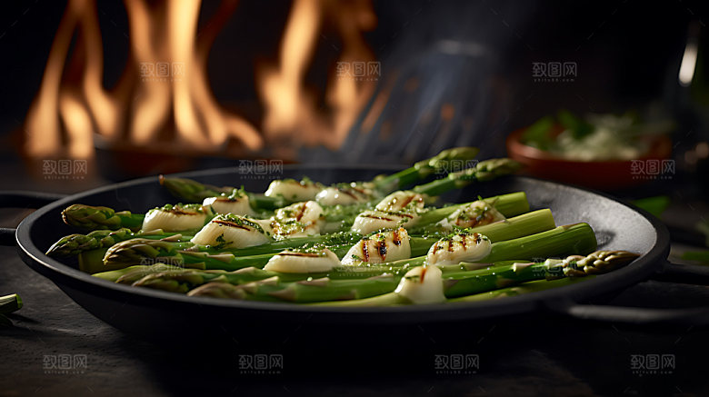 烤韭菜蔬菜烧烤摄影图