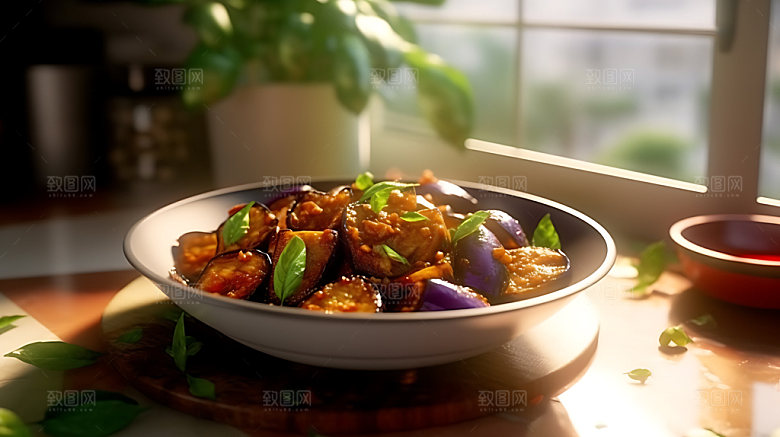 蒜蓉烤茄子烧烤高清摄影图