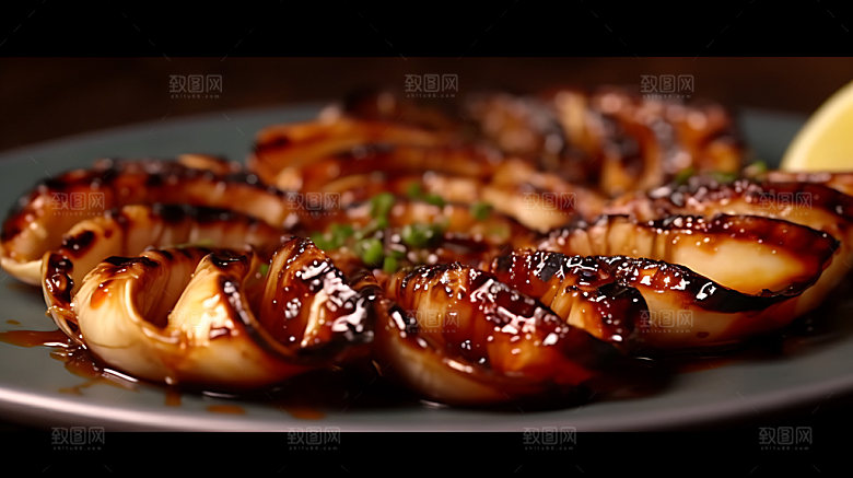 蒜蓉烤茄子美味高清摄影图