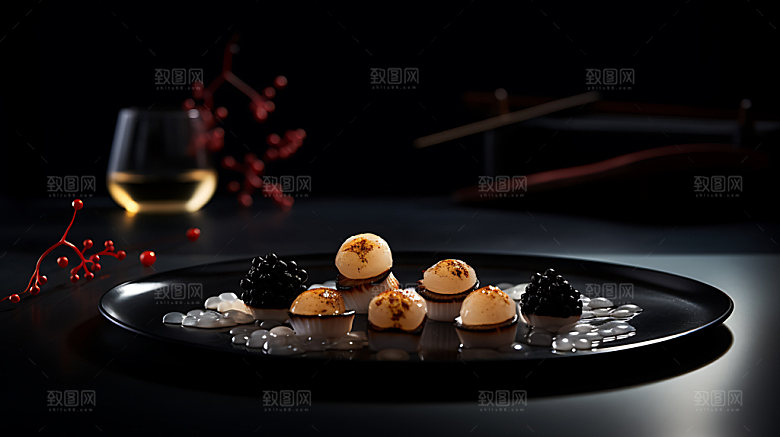 烤扇贝特写美食摄影图