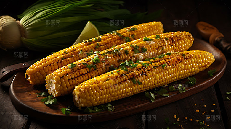 烤玉米美味烧烤摄影图