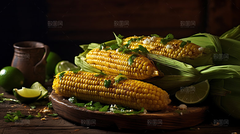 烤玉米烤串高清摄影图