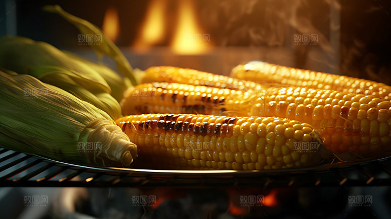烤玉米高清美食摄影图
