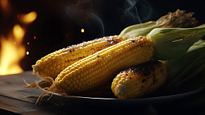烤玉米烧烤夏季摄影图