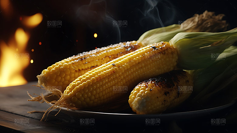 烤玉米烧烤夏季摄影图
